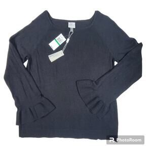 Cupio Black Ruffle Cuff Soft Women's Sweater Size L